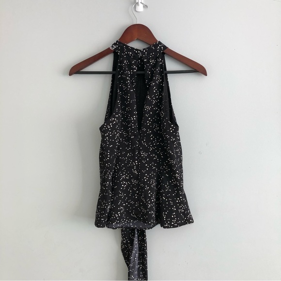 She Sky Black White Polka Dot Tie Front Sleeveless - Picture 2 of 4